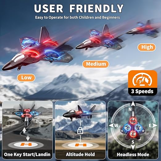 F22 Pro RC Fighter Jet - Auto -Stabilized LED Combat Glider