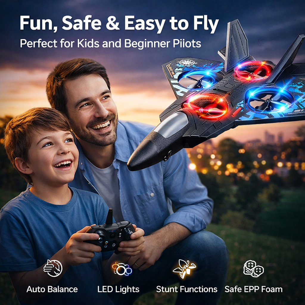 F22 Pro RC Fighter Jet - Auto -Stabilized LED Combat Glider
